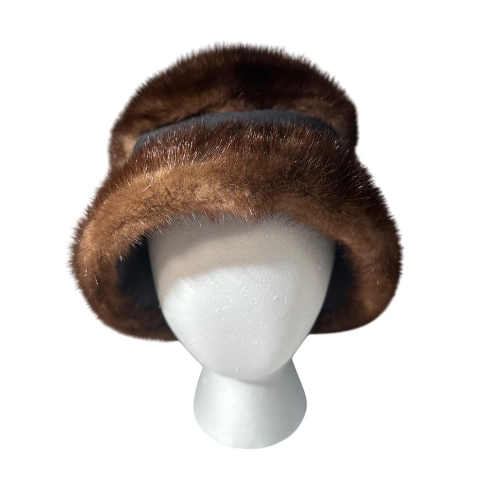 Vintage Warm Mink Fur Hat W/ Original Box Margaret's Lubbock, TX 60's Union Made